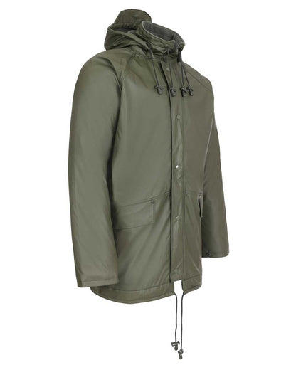 Olive Green coloured Fort Fortex Flex Waterproof Fleece Lined Jacket on white background 