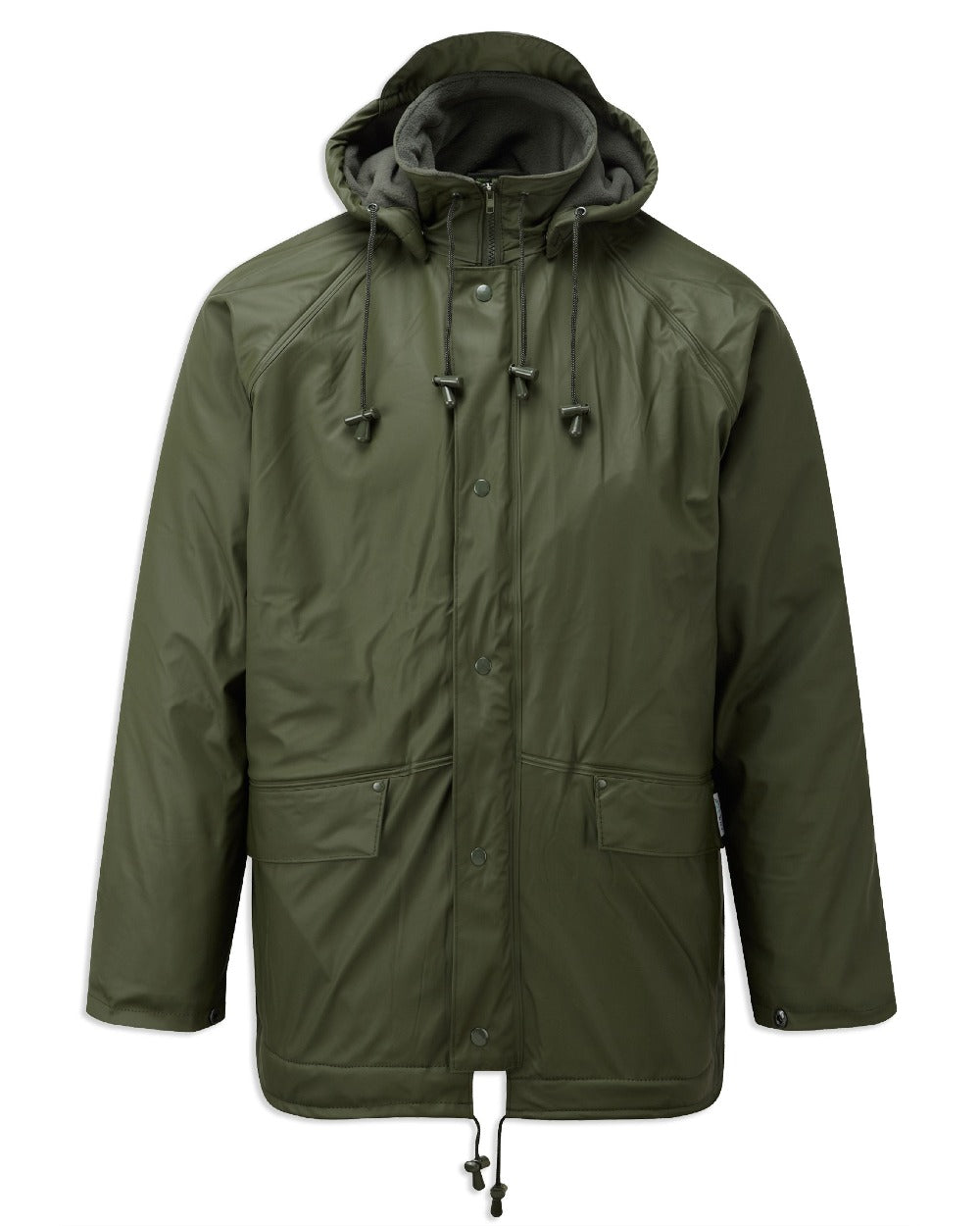 Olive Green coloured Fort Fortex Flex Waterproof Fleece Lined Jacket on white background 