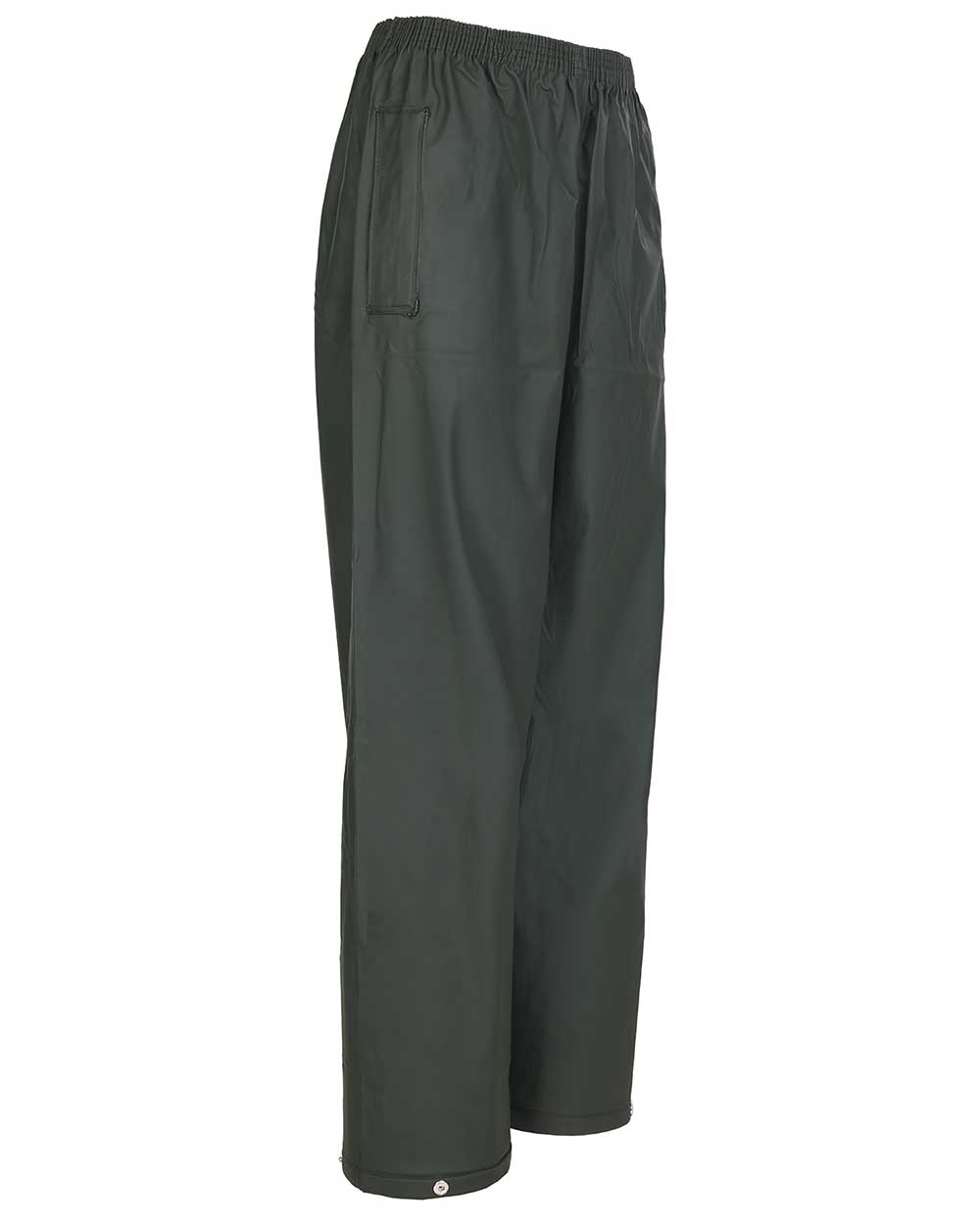 Green coloured Fort Fortex Flex Waterproof Trousers on white background 