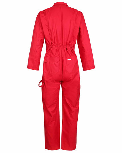 Red coloured Fort Zip Front Boilersuit on white background 