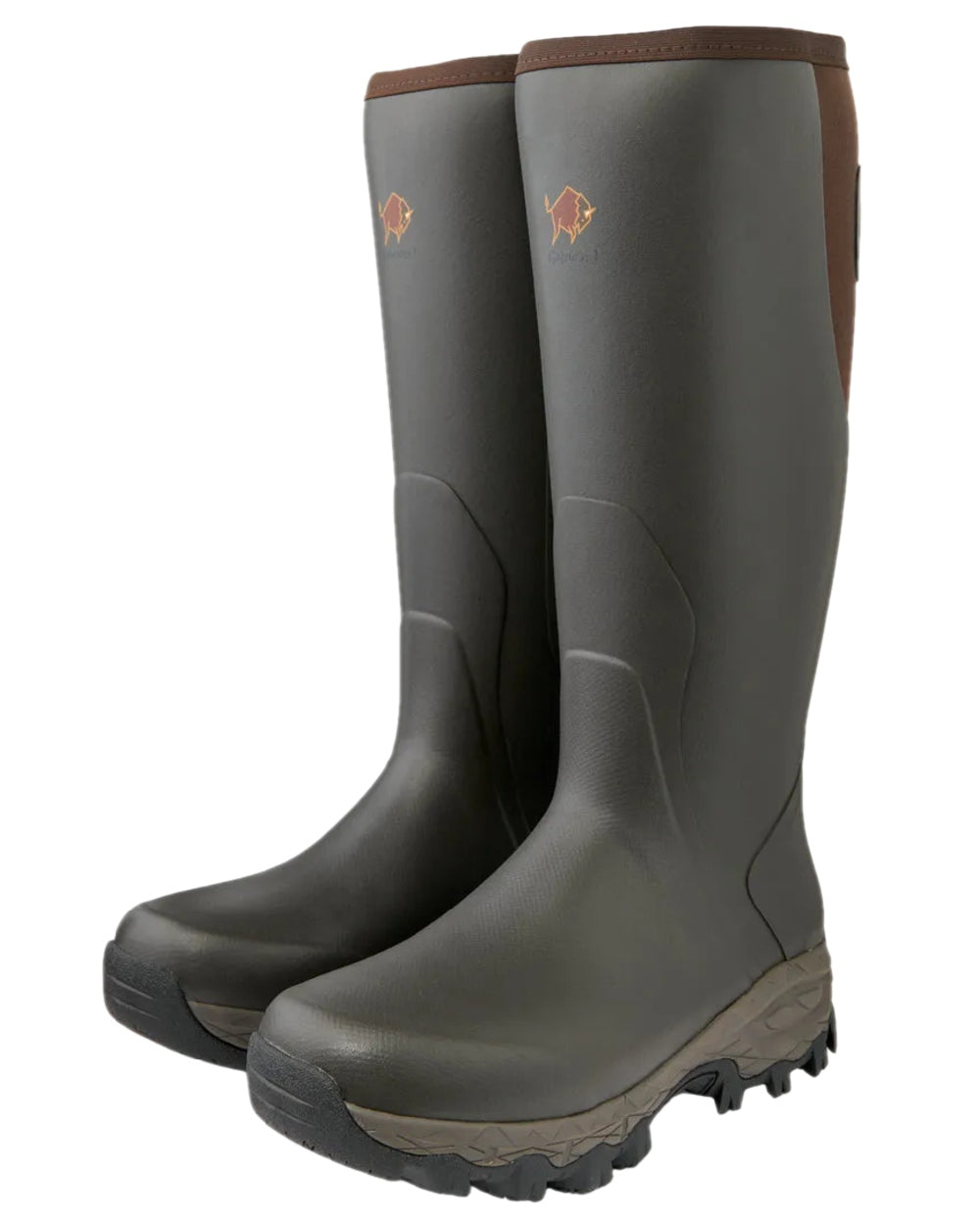 Dark Brown Coloured Gateway1 Moor Country 18" 3mm Side-Zip Wellingtons on white background 