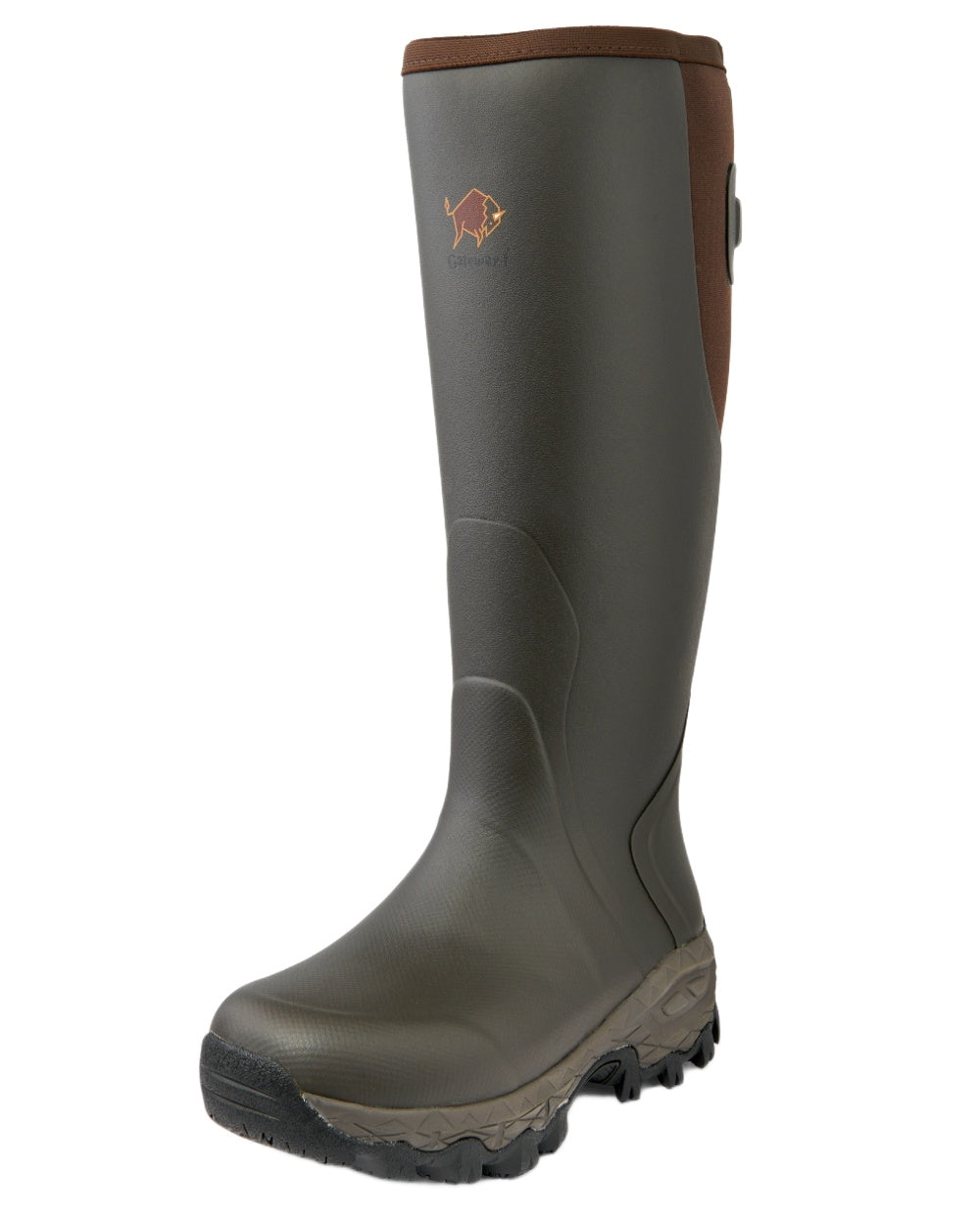 Dark Brown Coloured Gateway1 Moor Country Lady 17&quot; 3mm Side-Zip Wellingtons on white background 
