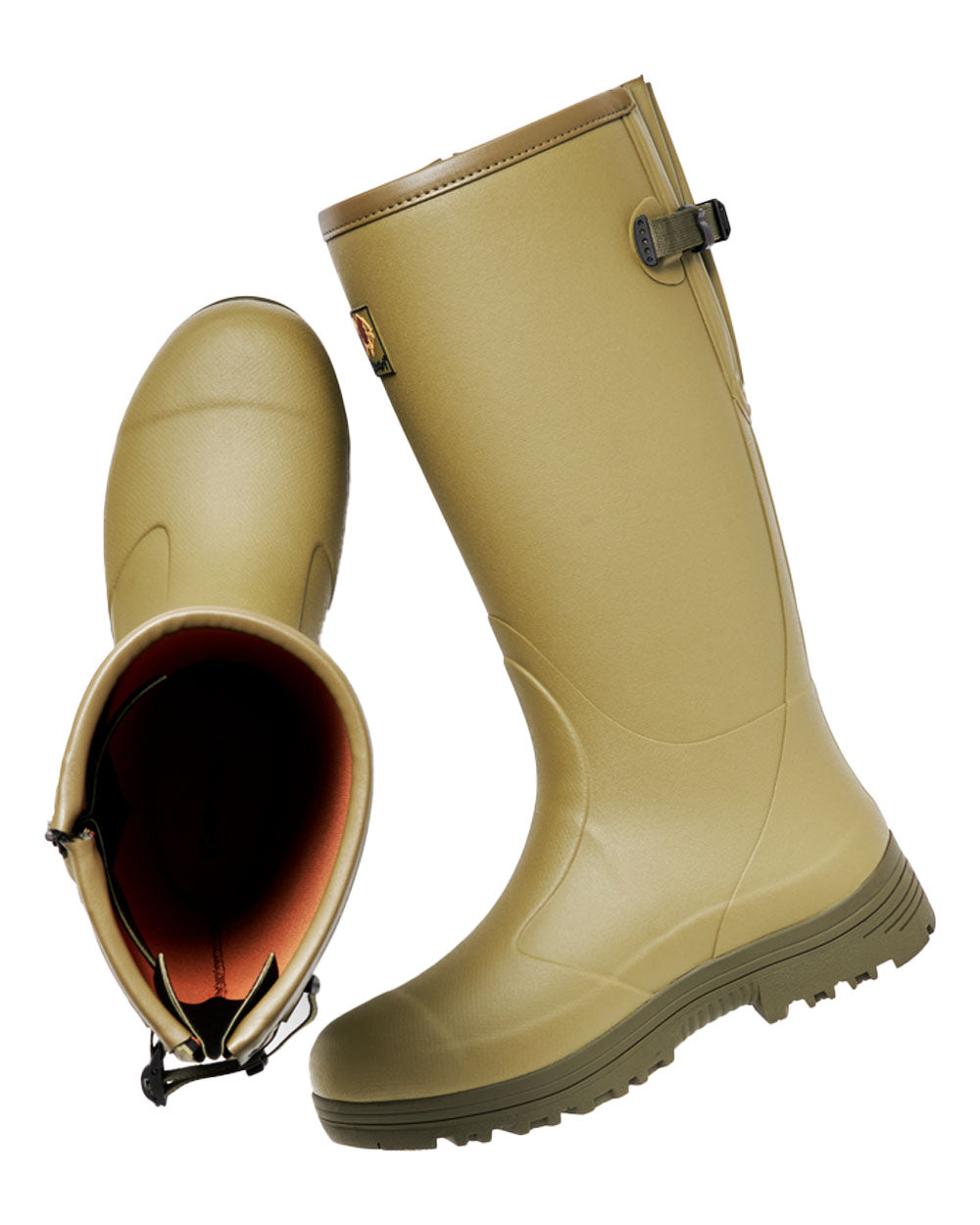 Cedar Olive coloured Gateway1 Pheasant Game 18" 5mm Size-Zip Wellingtons on White background 