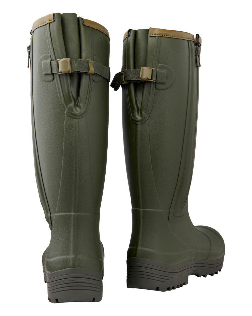Dark Olive coloured Gateway1 Pheasant Game 18" 5mm Side-Zip Wellingtons on White background 