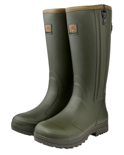 Dark Olive Coloured Gateway1 Pheasant Game Lady 17&quot; 5mm Side-Zip Wellingtons on white background 