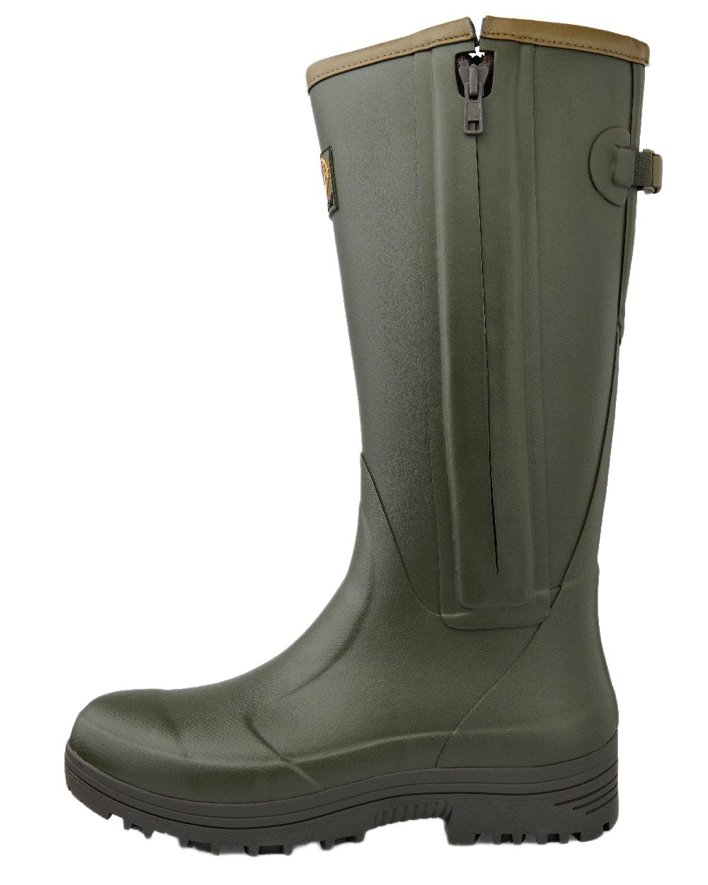 Dark Olive Coloured Gateway1 Pheasant Game Lady 17&quot; 5mm Side-Zip Wellingtons on white background 