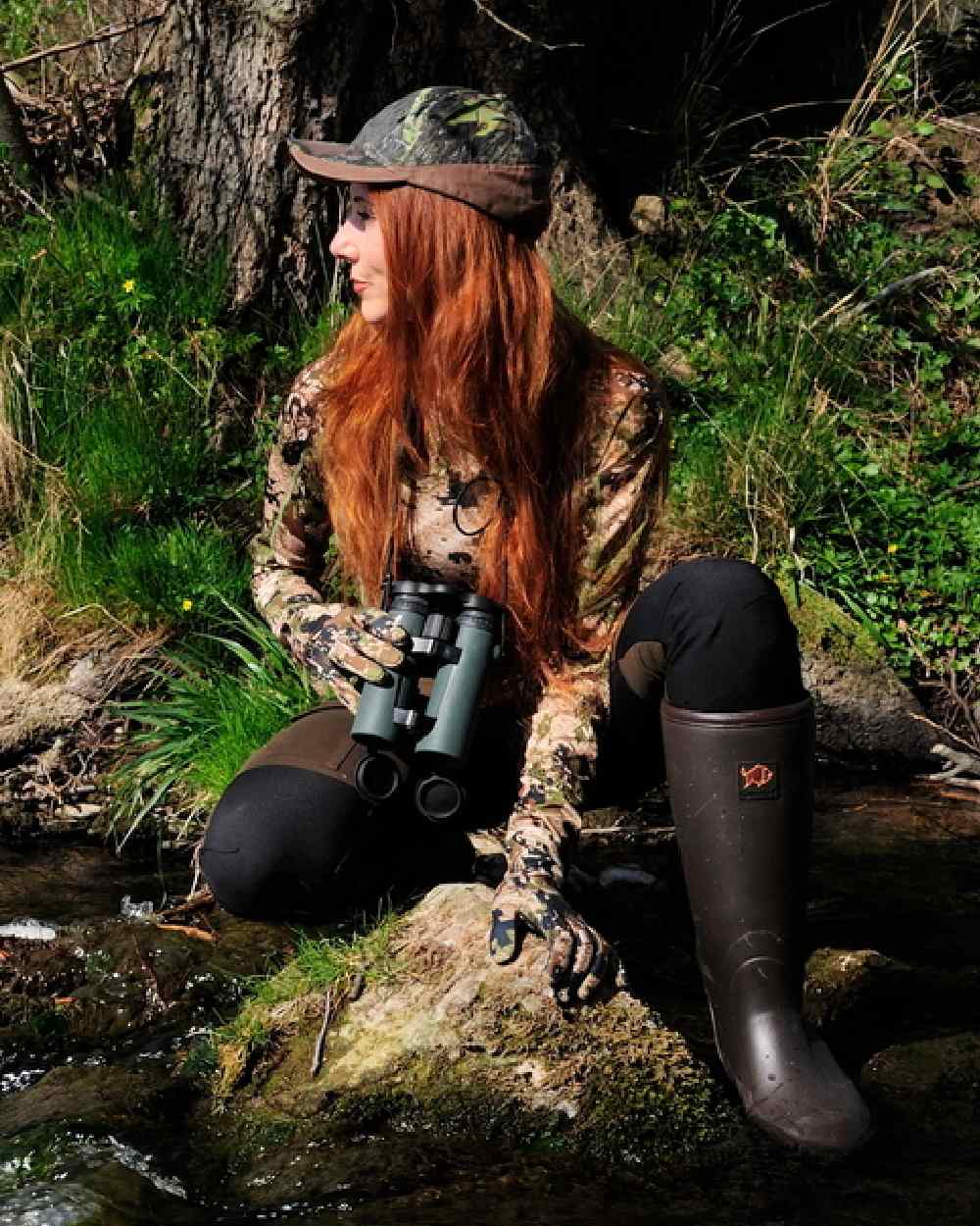 Dark Brown Coloured Gateway1 Pheasant Game Lady 17" 5mm Wellingtons on outdoor background 