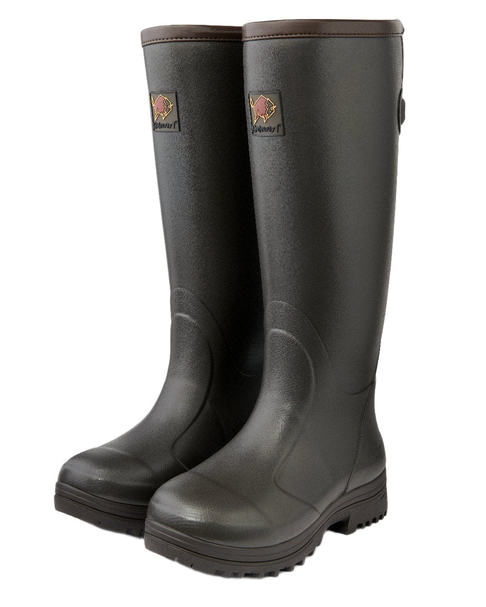 Dark Brown Coloured Gateway1 Pheasant Game Lady 17&quot; 5mm Wellingtons on white background 