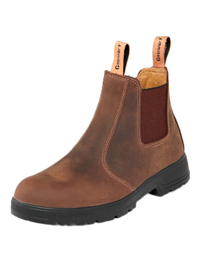 Dark Brown Coloured Gateway1 SD 6&quot; Pull-on Chelsea Boots on white background 