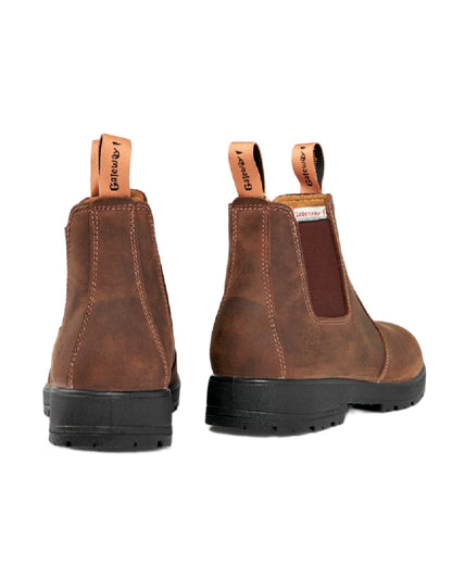 Dark Brown Coloured Gateway1 SD 6&quot; Pull-on Chelsea Boots on white background 