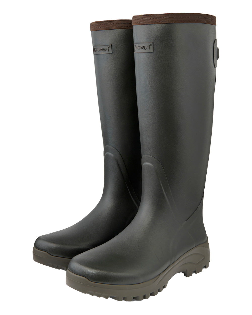 Khaki Coloured Gateway1 Sportsman II 18&quot; 4mm Wellingtons on white background 