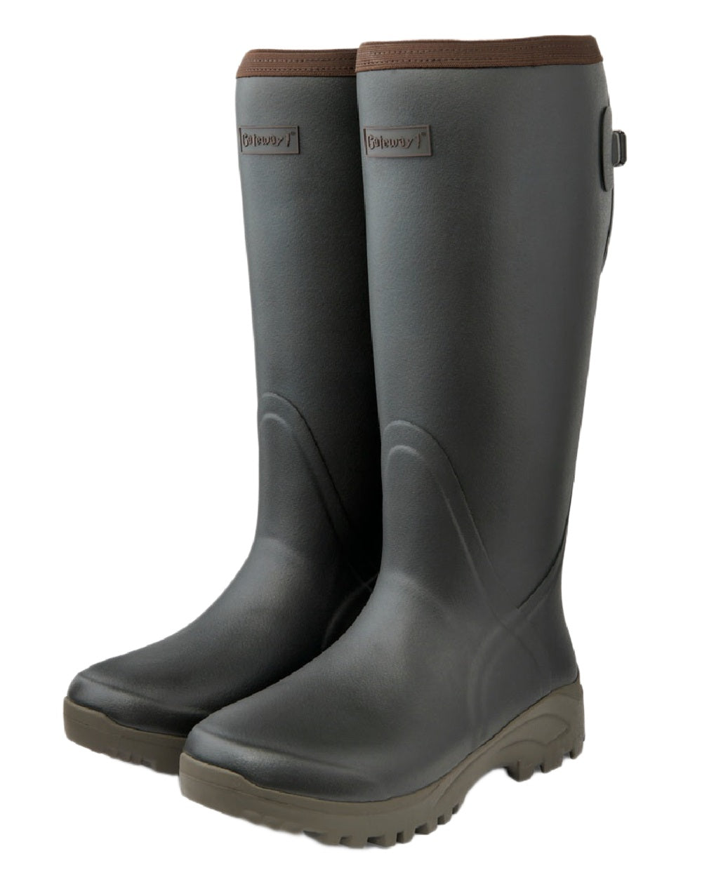Khaki Coloured Gateway1 Sportsman II Lady 17&quot; 4mm Wellingtons on white background 