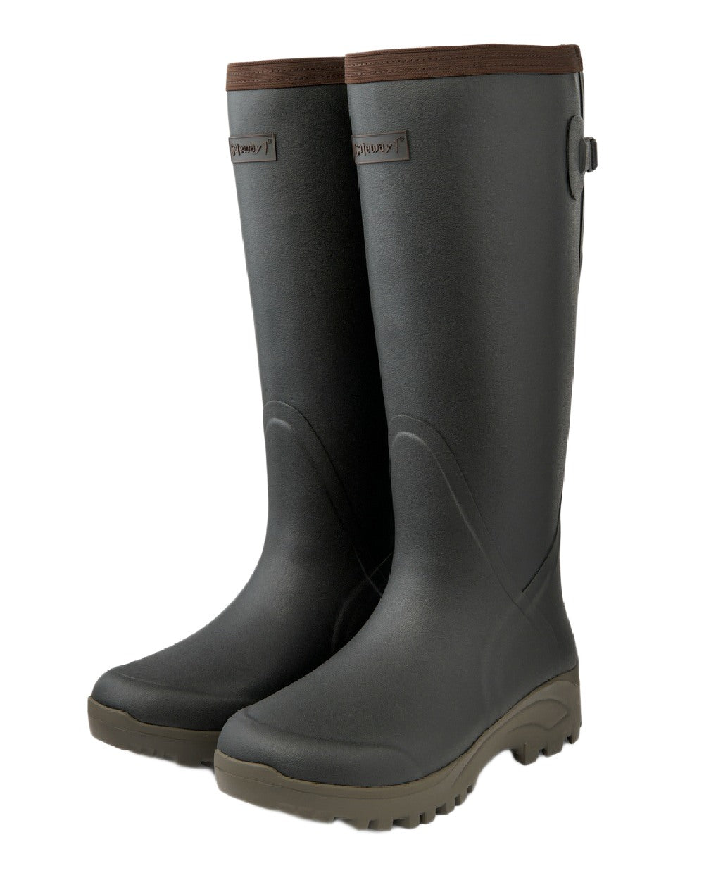 Khaki Coloured Gateway1 Sportsman II Lady 17&quot; Wellingtons on white background 