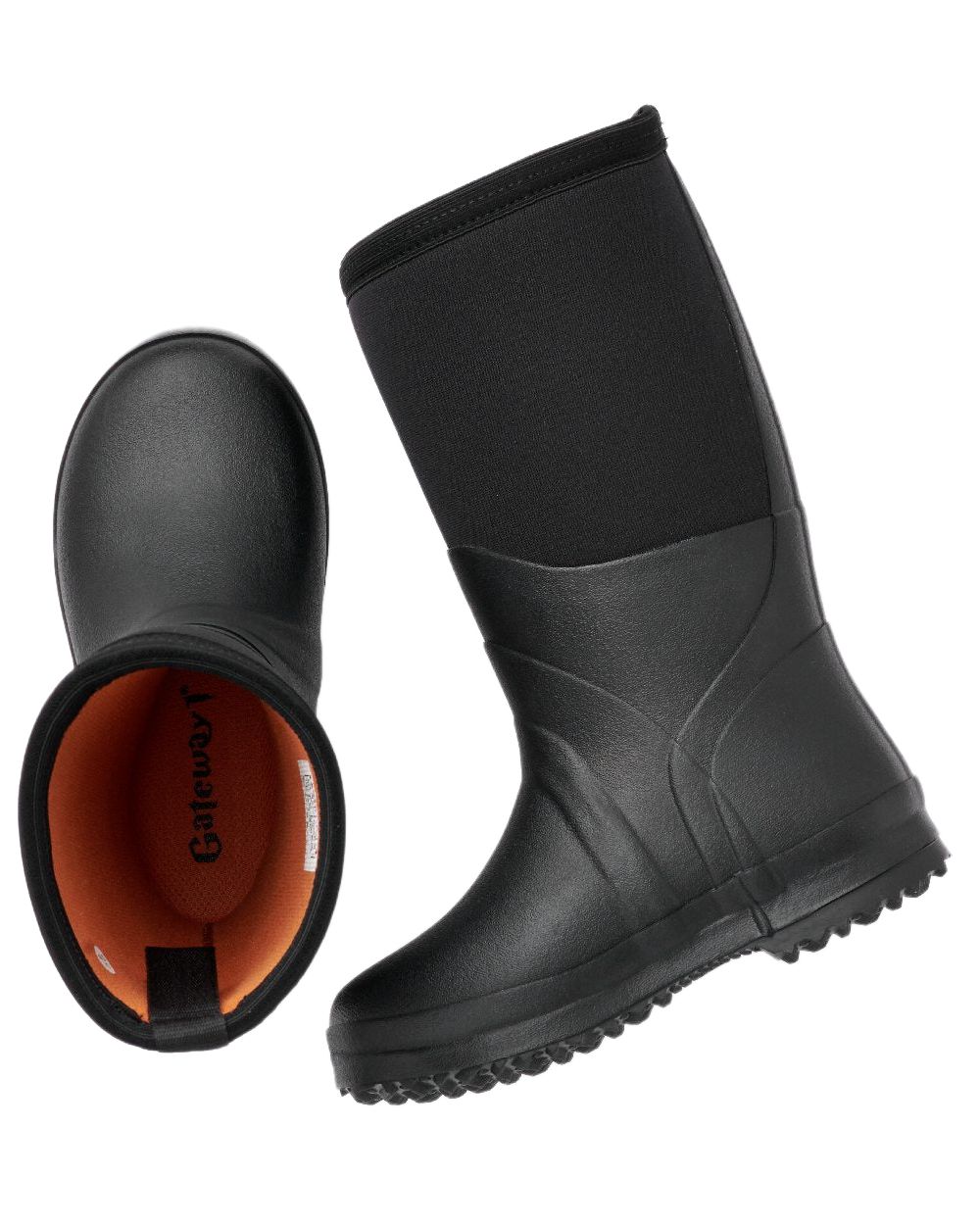 Black Coloured Gateway1 Wetland Master Kids 12 7mm Wellingtons on white background 