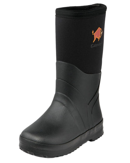Black Coloured Gateway1 Wetland Master Kids 12 7mm Wellingtons on white background 