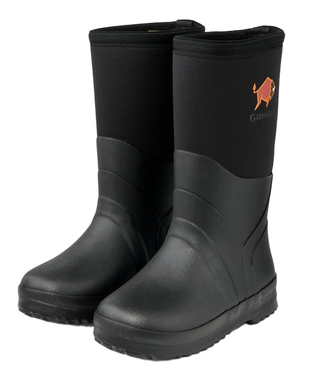 Black Coloured Gateway1 Wetland Master Kids 12 7mm Wellingtons on white background 