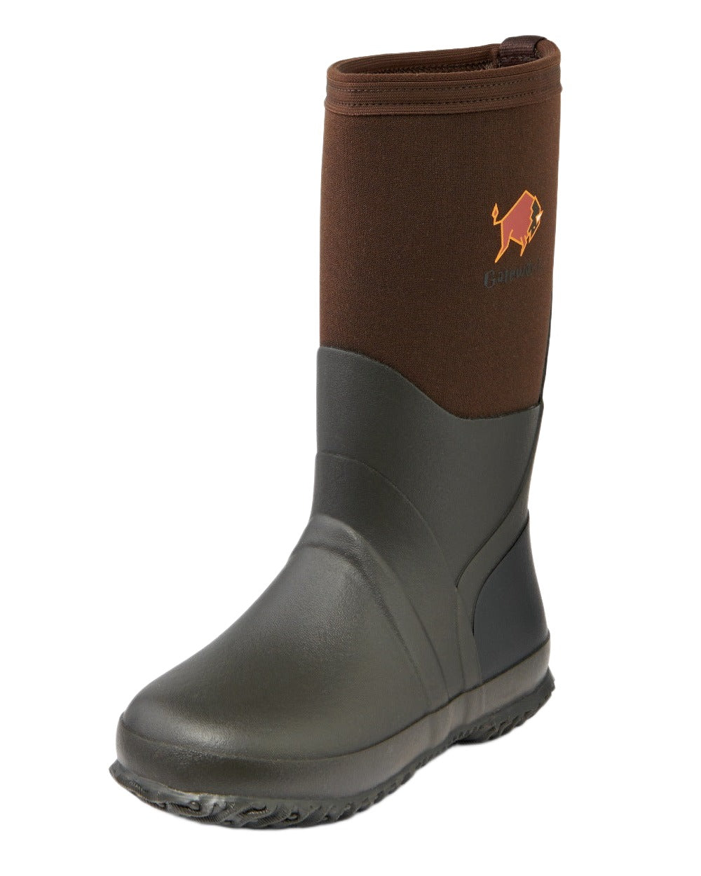 Dark Brown Coloured Gateway1 Wetland Master Kids 12 7mm Wellingtons on white background 