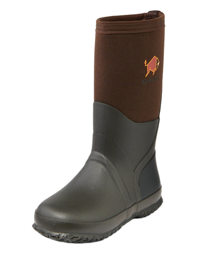 Dark Brown Coloured Gateway1 Wetland Master Kids 12 7mm Wellingtons on white background 
