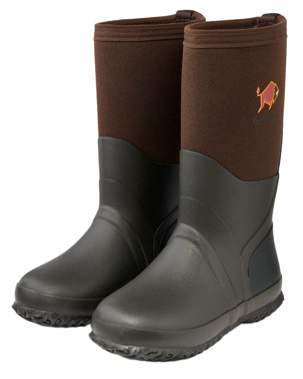 Dark Brown Coloured Gateway1 Wetland Master Kids 12 7mm Wellingtons on white background 