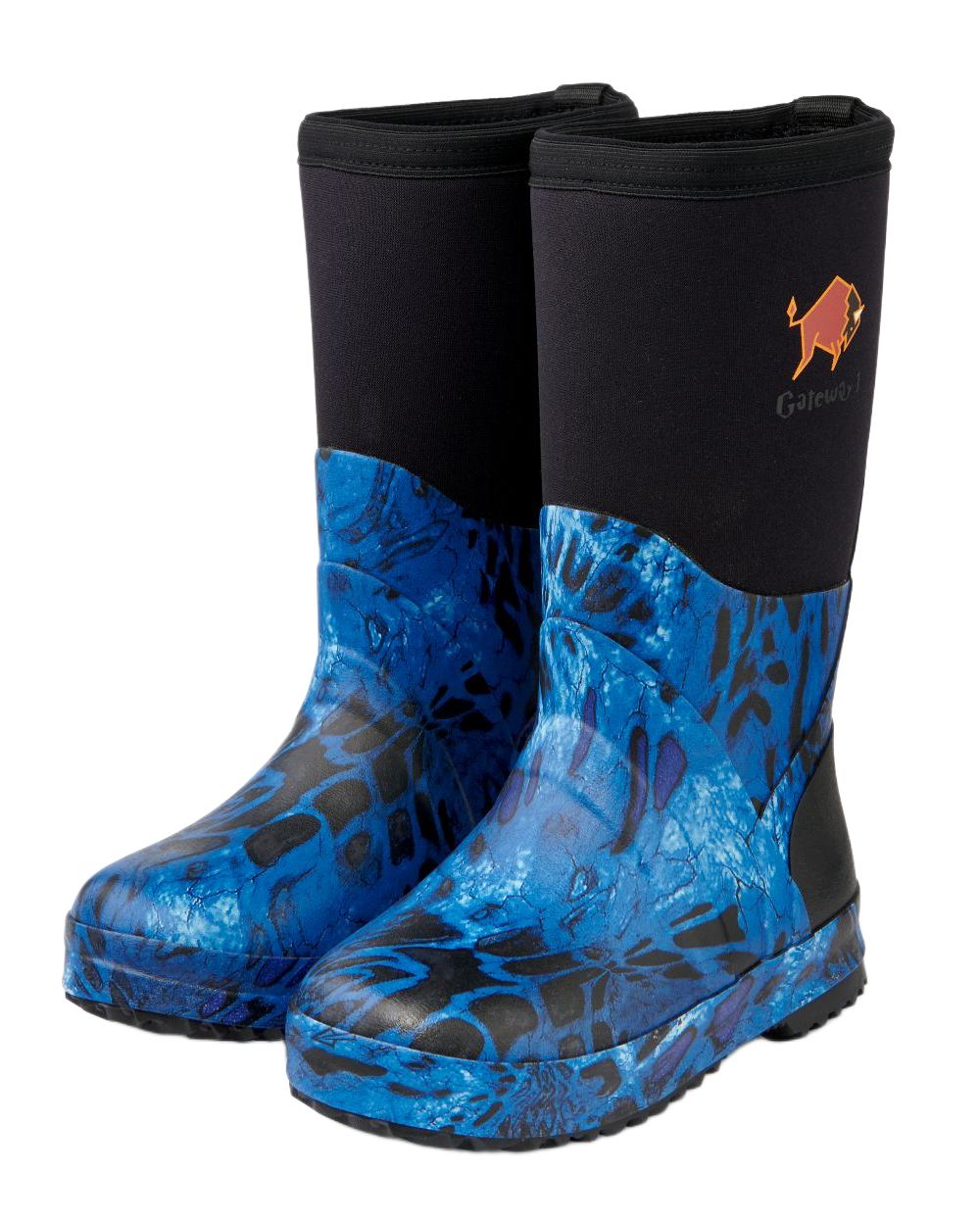 Prym1 Shore Line Blue Coloured Gateway1 Wetland Master Kids 12 7mm Wellingtons on white background 