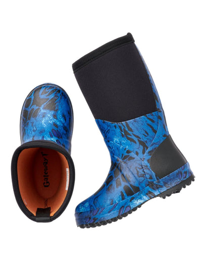 Prym1 Shore Line Blue Coloured Gateway1 Wetland Master Kids 12 7mm Wellingtons on white background 