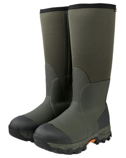 Dark Green Coloured Gateway1 Woodbeater 18&quot; 7mm Side Zip Wellingtons on white background 