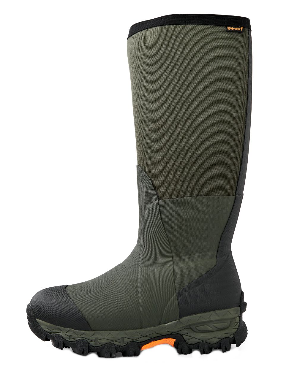 Dark Green Coloured Gateway1 Woodbeater 18" 7mm Side Zip Wellingtons on white background 