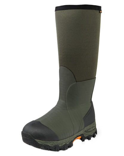 Dark Green Coloured Gateway1 Woodbeater 18&quot; 7mm Side Zip Wellingtons on white background 