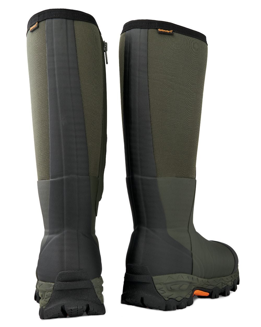 Dark Green Coloured Gateway1 Woodbeater 18" 7mm Side Zip Wellingtons on white background 