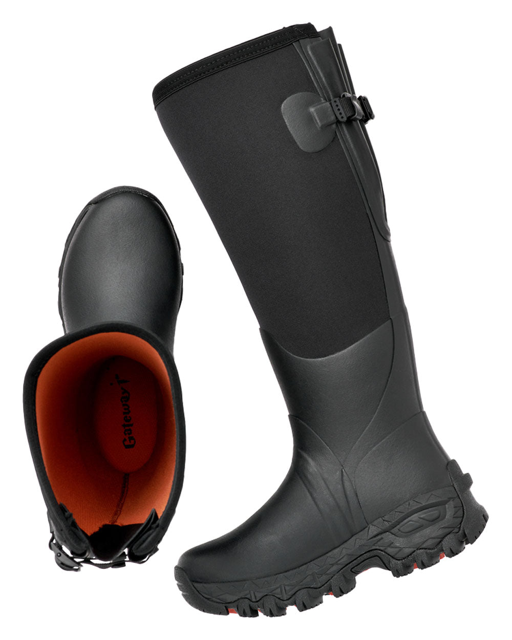 Black coloured Gateway1 Woodwalker Lady 17" 4mm Wellingtons on White background 