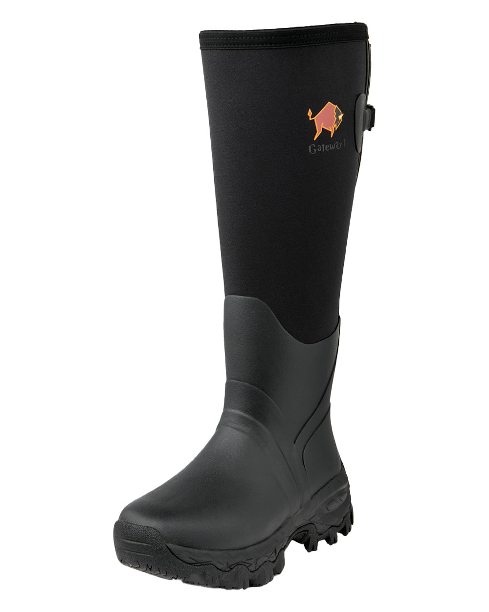 Black coloured Gateway1 Woodwalker Lady 17" 4mm Wellingtons on White background 