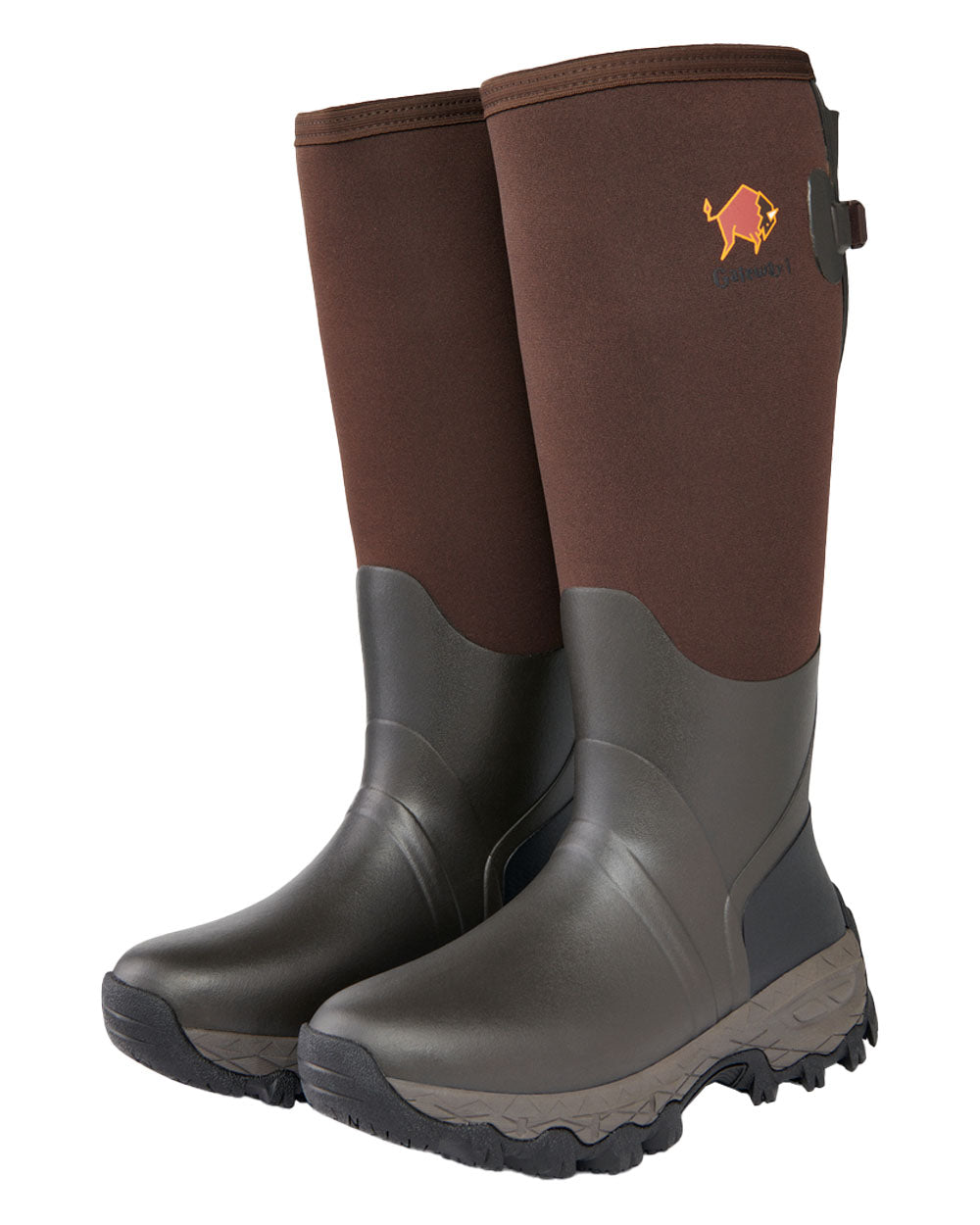 Dark Brown coloured Gateway1 Woodwalker Lady 17" 4mm Wellingtons on White background 