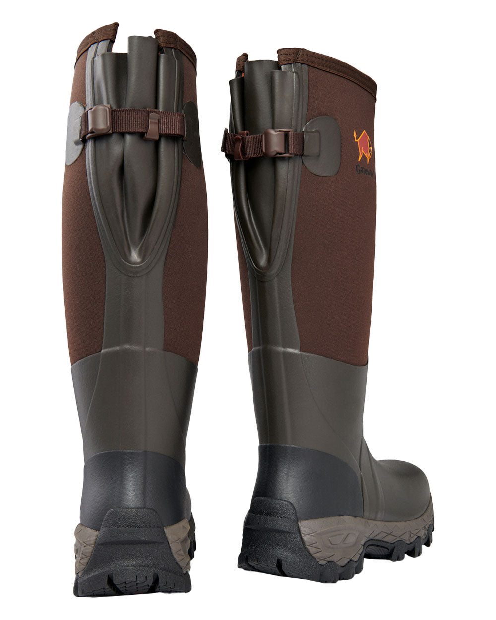 Dark Brown coloured Gateway1 Woodwalker Lady 17" 4mm Wellingtons on White background 