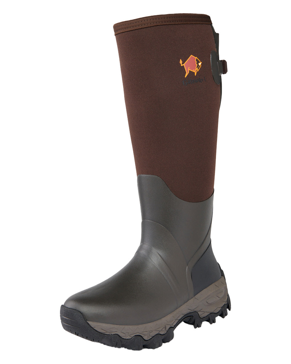 Dark Brown coloured Gateway1 Woodwalker Lady 17" 4mm Wellingtons on White background 