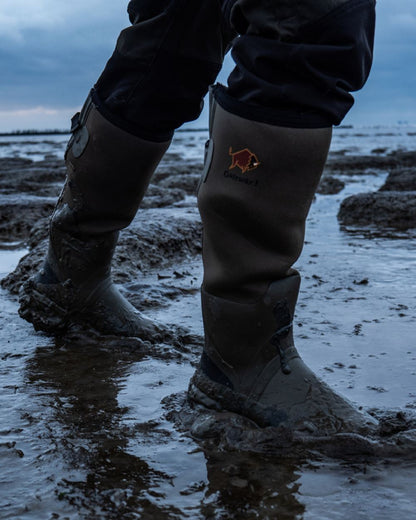 Khaki Coloured Gateway1 Woodwalker Wide 18" 4mm Wellingtons on outdoor background 