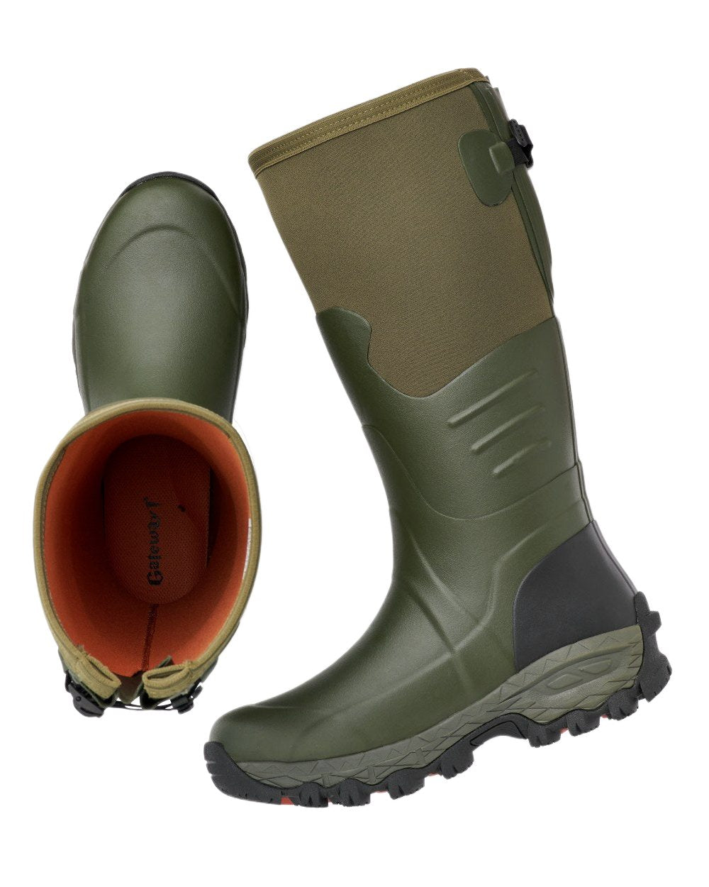Khaki Coloured Gateway1 Woodwalker Wide 18" 4mm Wellingtons on white background 