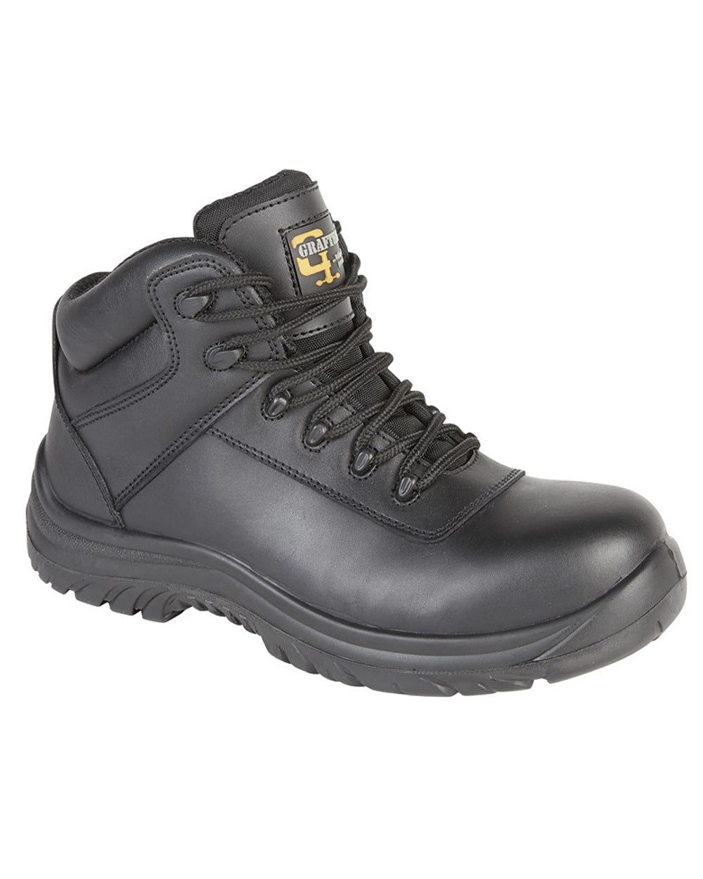 Black coloured Grafters Fully Composite Non-Metal Safety Hiker Type Boots on white background