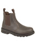 Brown coloured Grafters Grinder Chelsea Safety Boot on white background 