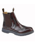 Burgundy coloured Grafters Mens Brogue Capped Twin Gusset Chelsea Boots on white background 