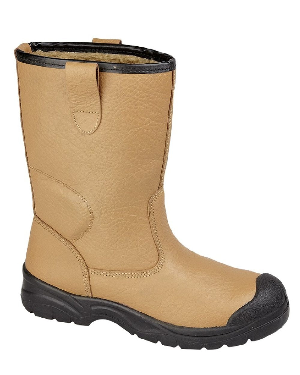 Tan coloured Grafters Mens Scuff Toe Cap Safety Rigger Boots on white background
