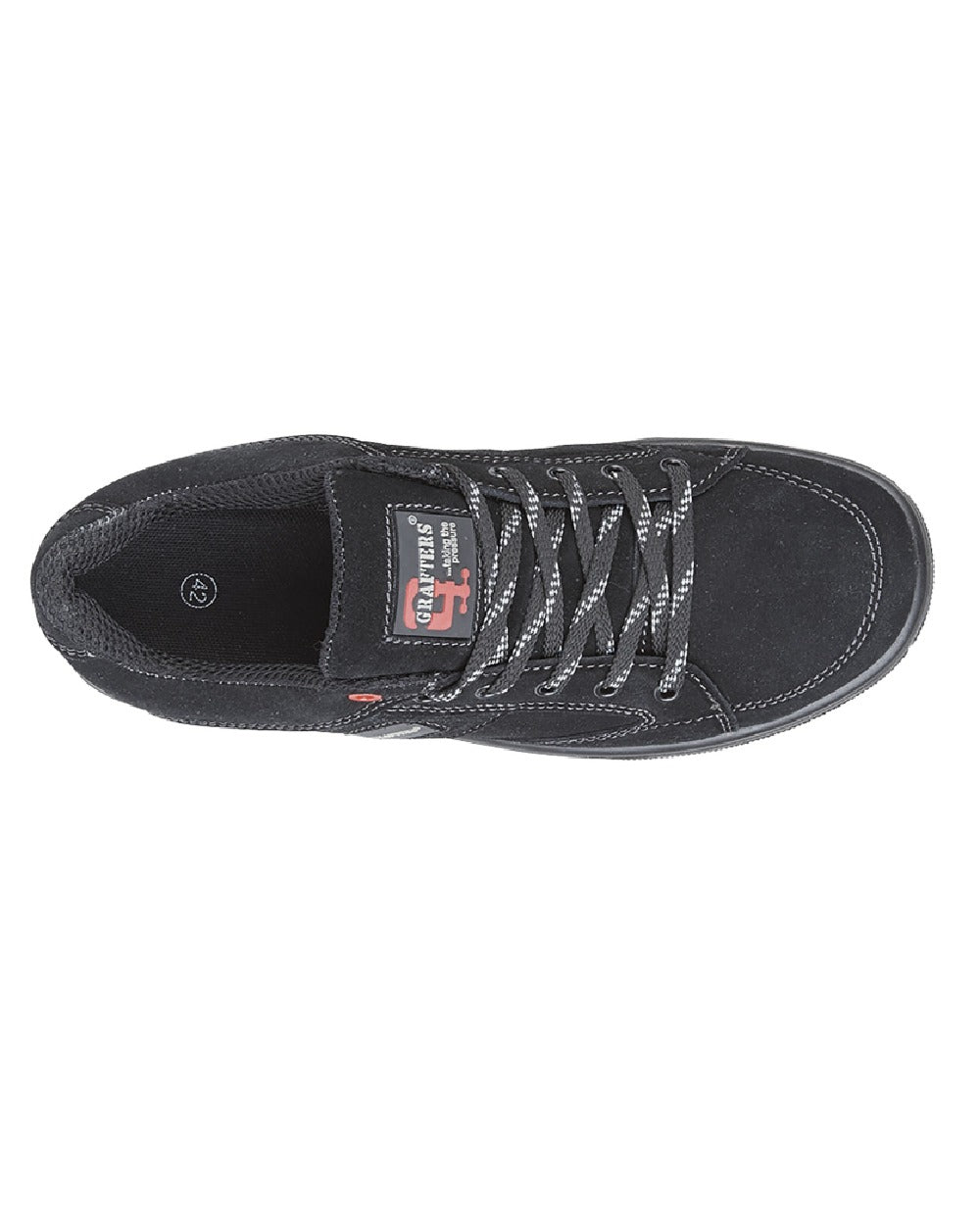 Black coloured Grafters Skate Type Toe Cap Safety Trainers on white background 