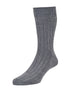 Mid Grey Coloured HJ Hall Broad Rib Socks on white background 