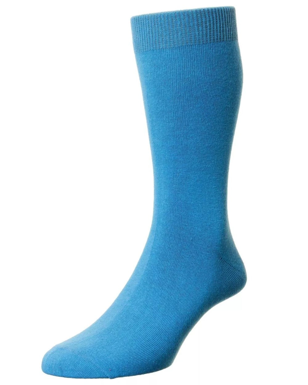 Blue Aster coloured HJ Hall Classic Cotton Fashion Socks on white background 