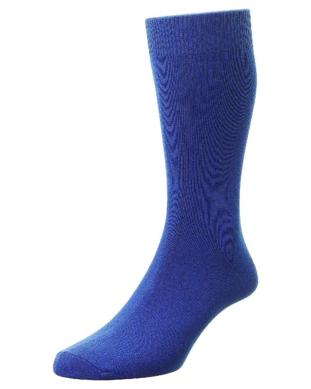 Bright Royal coloured HJ Hall Classic Cotton Fashion Socks on white background 