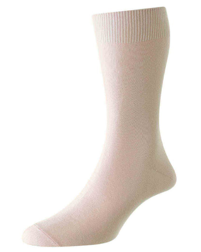 Soft Pink coloured HJ Hall Classic Cotton Fashion Socks on white background 