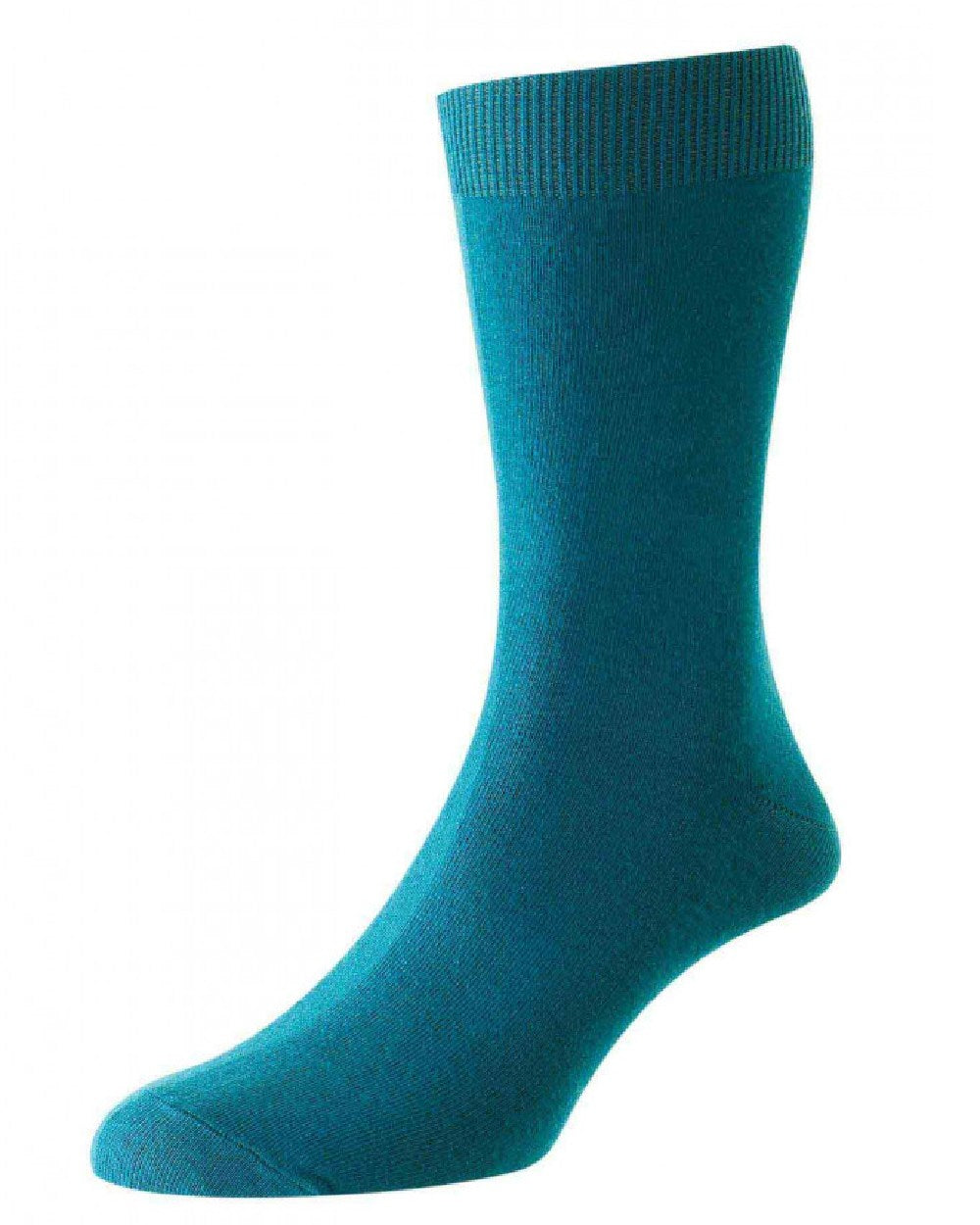 Teal coloured HJ Hall Classic Cotton Fashion Socks on white background 