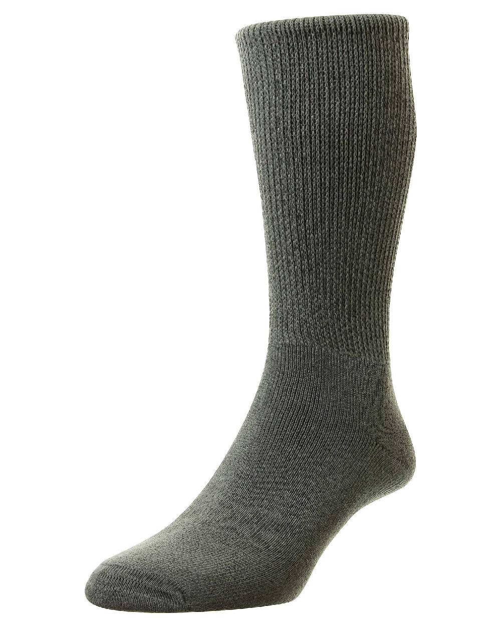 Mid Grey coloured HJ Hall Cotton Rich Diabetic Socks on white background 