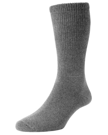 Mid Grey Melange coloured HJ Hall Cotton Rich Diabetic Socks on white background 