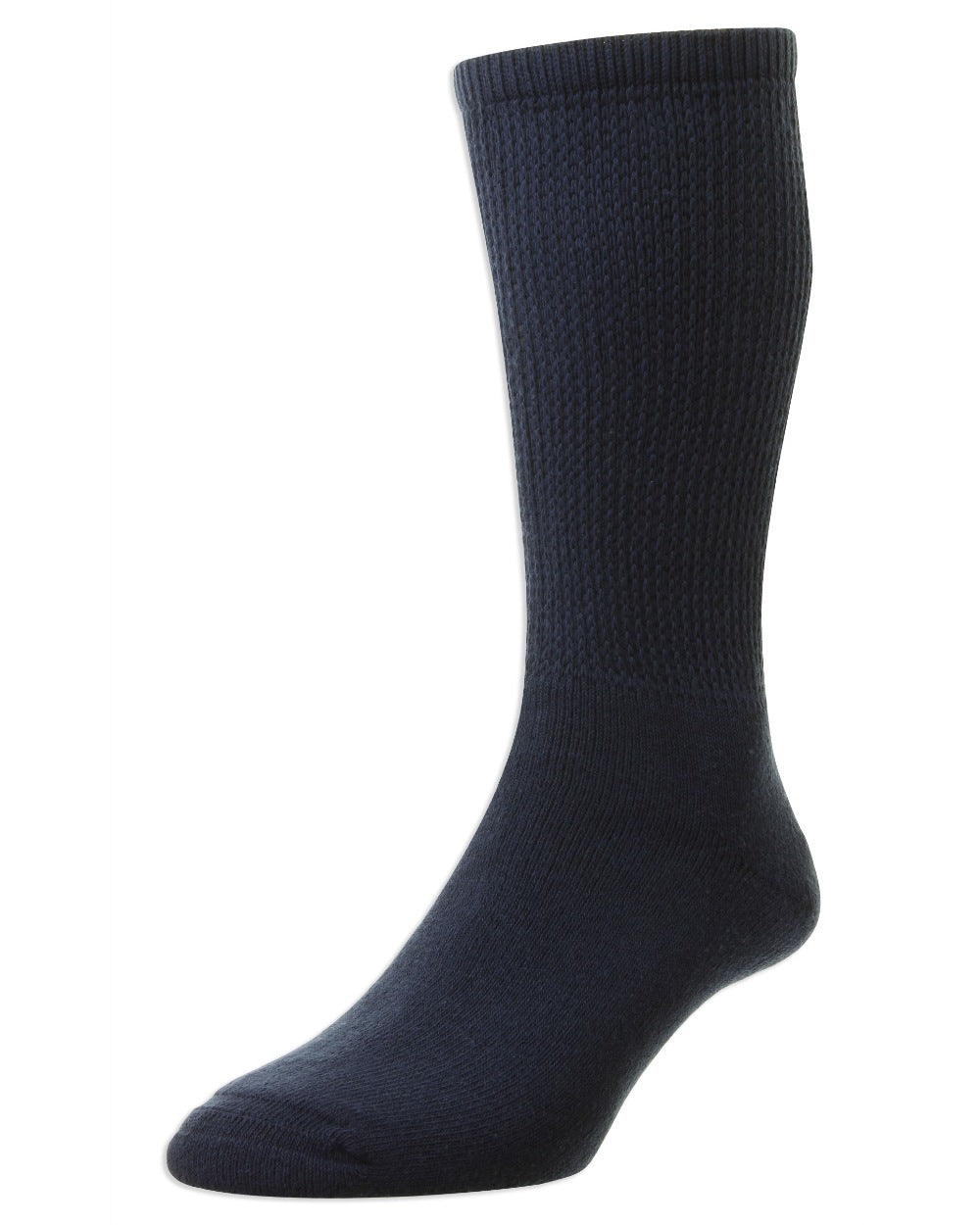 Navy coloured HJ Hall Cotton Rich Diabetic Socks on white background 