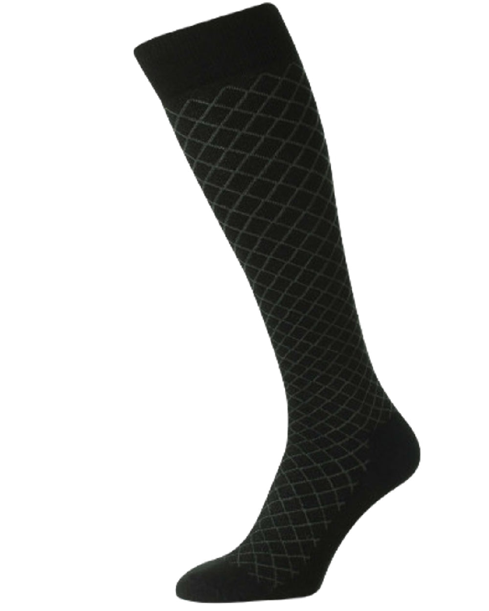 Black Coloured HJ Hall Flysafe Diamond Flight Socks on white background 